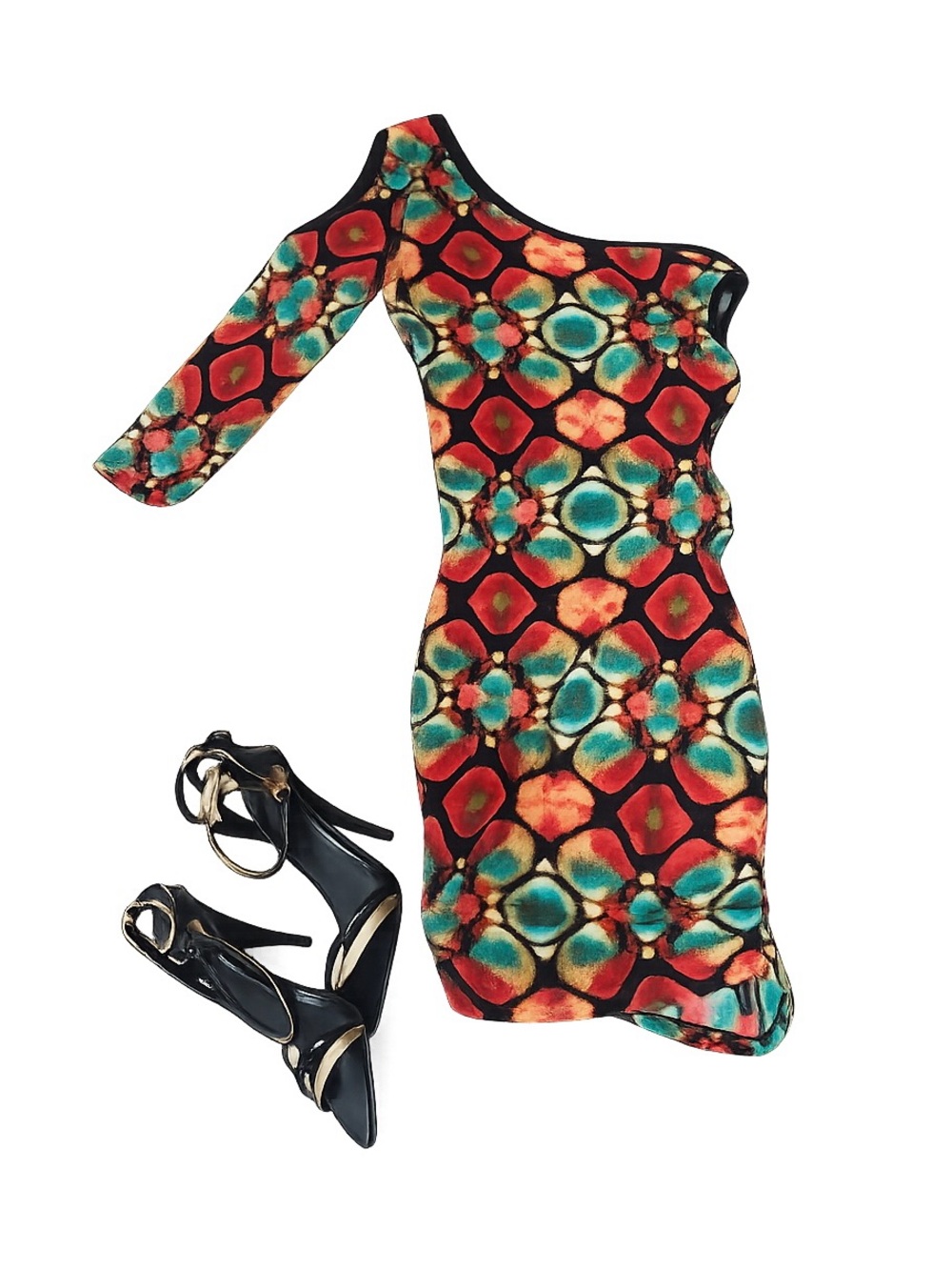 Vintage Keyhole Print Dress